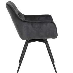 Discount Wohnen Drehbarer Stuhl in Anthrazit Velours - Ernestan (2er Set)