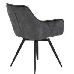 Discount Wohnen Drehbarer Stuhl in Anthrazit Velours - Ernestan (2er Set)
