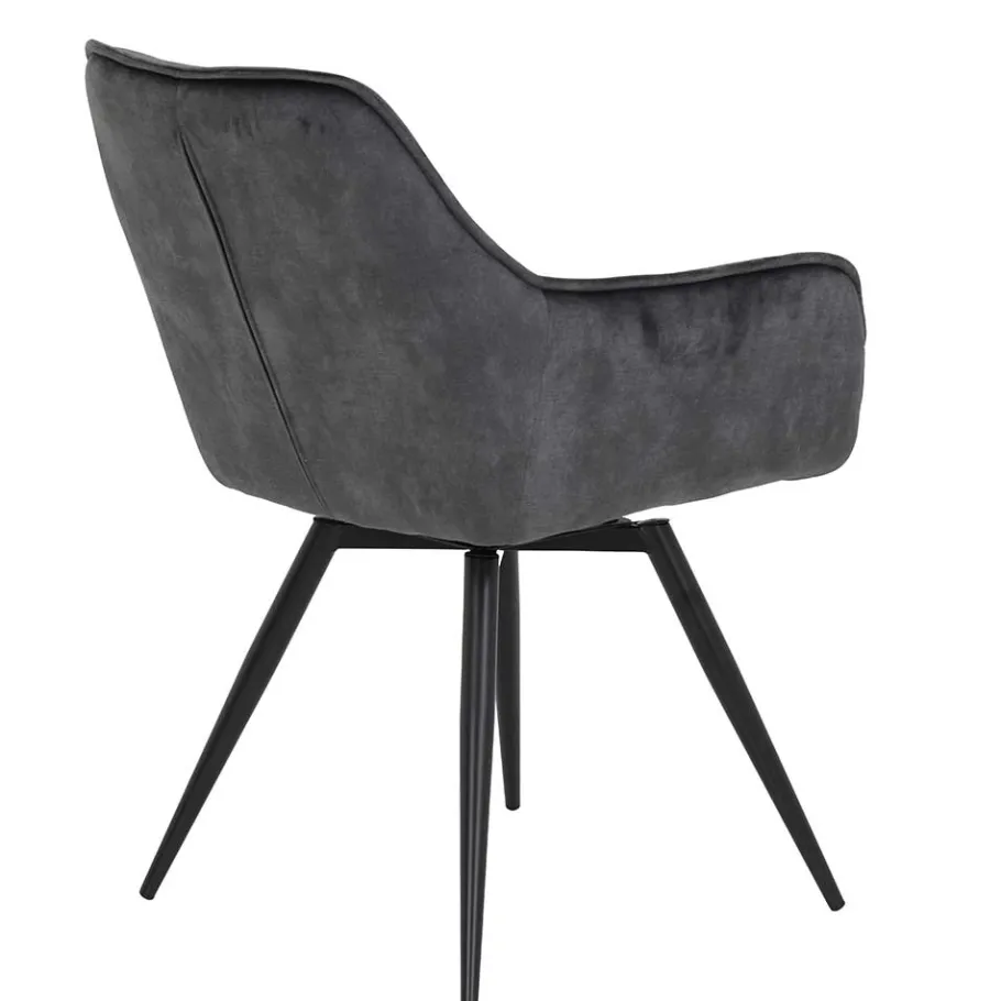 Discount Wohnen Drehbarer Stuhl in Anthrazit Velours - Ernestan (2er Set)