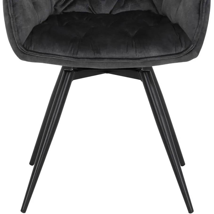 Discount Wohnen Drehbarer Stuhl in Anthrazit Velours - Ernestan (2er Set)