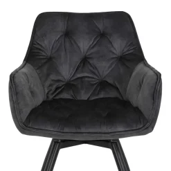 Discount Wohnen Drehbarer Stuhl in Anthrazit Velours - Ernestan (2er Set)