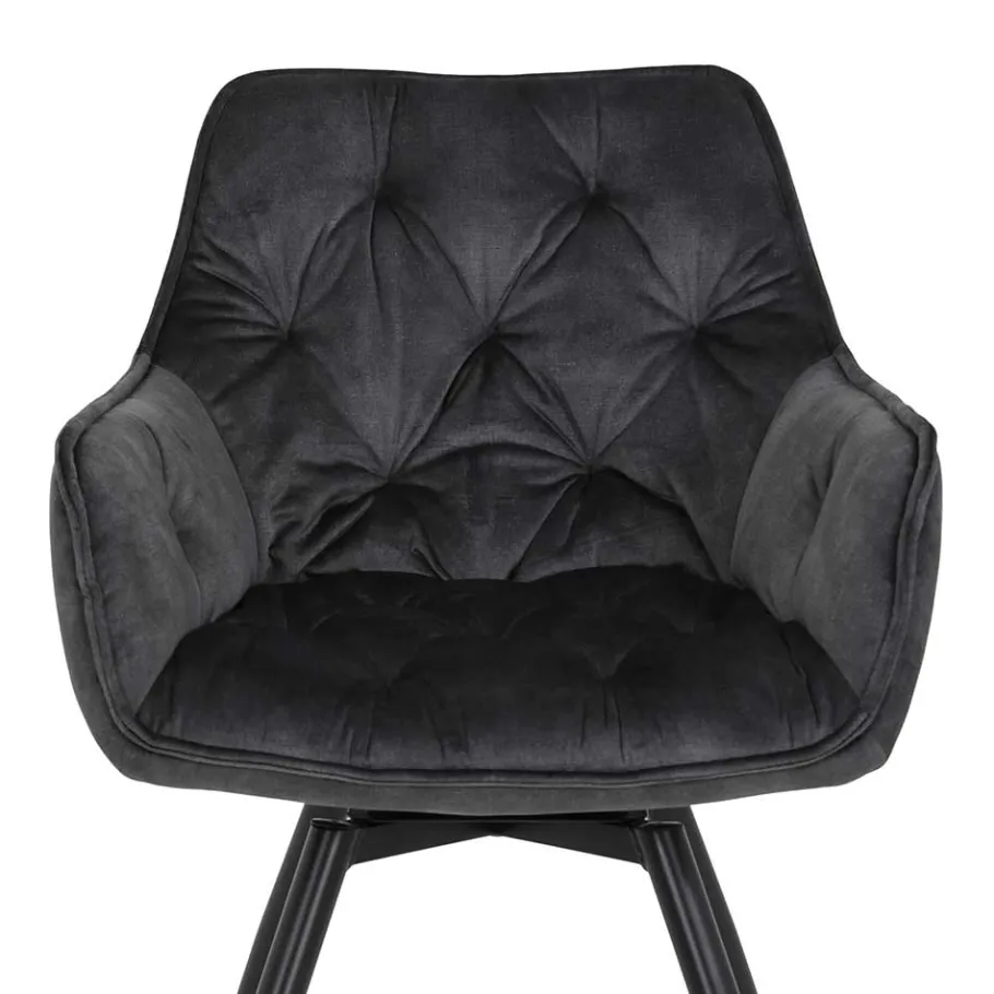 Discount Wohnen Drehbarer Stuhl in Anthrazit Velours - Ernestan (2er Set)