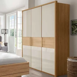New Wohnen Drehtürenschrank mit Glasfront in Beige - Emdsiva