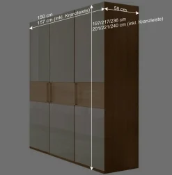 New Wohnen Drehtürenschrank mit Glasfront in Beige - Emdsiva