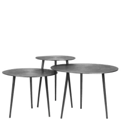 Wohnen Drei Beistelltische in Grau Antik Finish - Leak (dreiteilig)