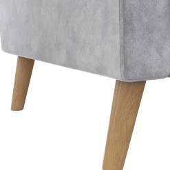 Best Wohnen Dreisitzer Couch und Hocker in Hellgrau - Grema (zweiteilig)