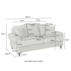 Clearance Wohnen Dreisitzer Sofa im Vintage Landhaus Look - Merandes