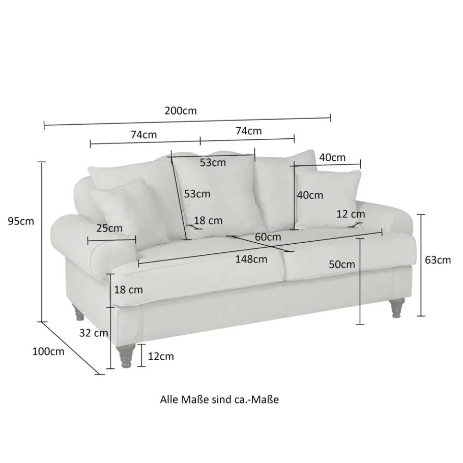 Clearance Wohnen Dreisitzer Sofa im Vintage Landhaus Look - Merandes