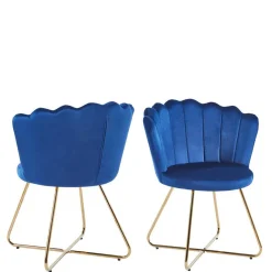 Sale Wohnen Dunkelblaue Muschelstühle aus Samt - Ryan (2er Set)
