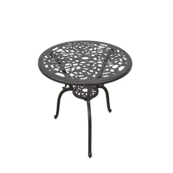 Online Wohnen Dunkelbrauner Metalltisch für Garten Hocumola dekorativ gestaltet