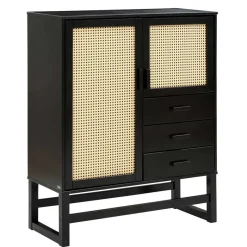 Wohnen Dunkelbraunes Highboard mit Wiener Geflecht - Santiana