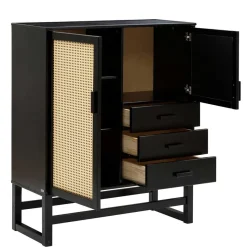 Wohnen Dunkelbraunes Highboard mit Wiener Geflecht - Santiana