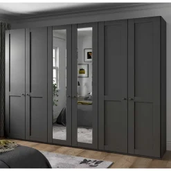 Sale Wohnen Dunkelgrauer Kleiderschrank 6-türig - Mataram I