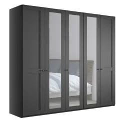Online Wohnen Dunkelgrauer Kleiderschrank mit Spiegeln - Mataram