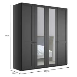 Best Wohnen Dunkelgrauer Schlafzimmerschrank 4-türig - Mataram