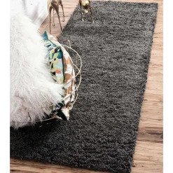 Wohnen Dunkelgrauer Teppich mit Hochflor - Rosarios
