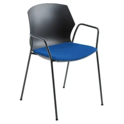 Wohnen Dunkler Armlehnenstuhl mit Polstersitz Blau - Praggio