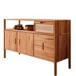 Clearance Wohnen Echtholz Kommode aus Wildbuche & Rattan - Indrya