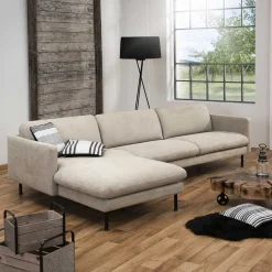 Wohnen Ecksofa in Beige mit Schwarz - Roco