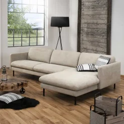 Wohnen Ecksofa in Beige mit Schwarz - Roco