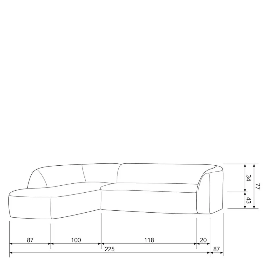 Wohnen Ecksofa in Hellbraun Chenille Bezug - Acira