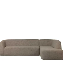 Wohnen Ecksofa in Hellbraun Chenille Bezug - Acira