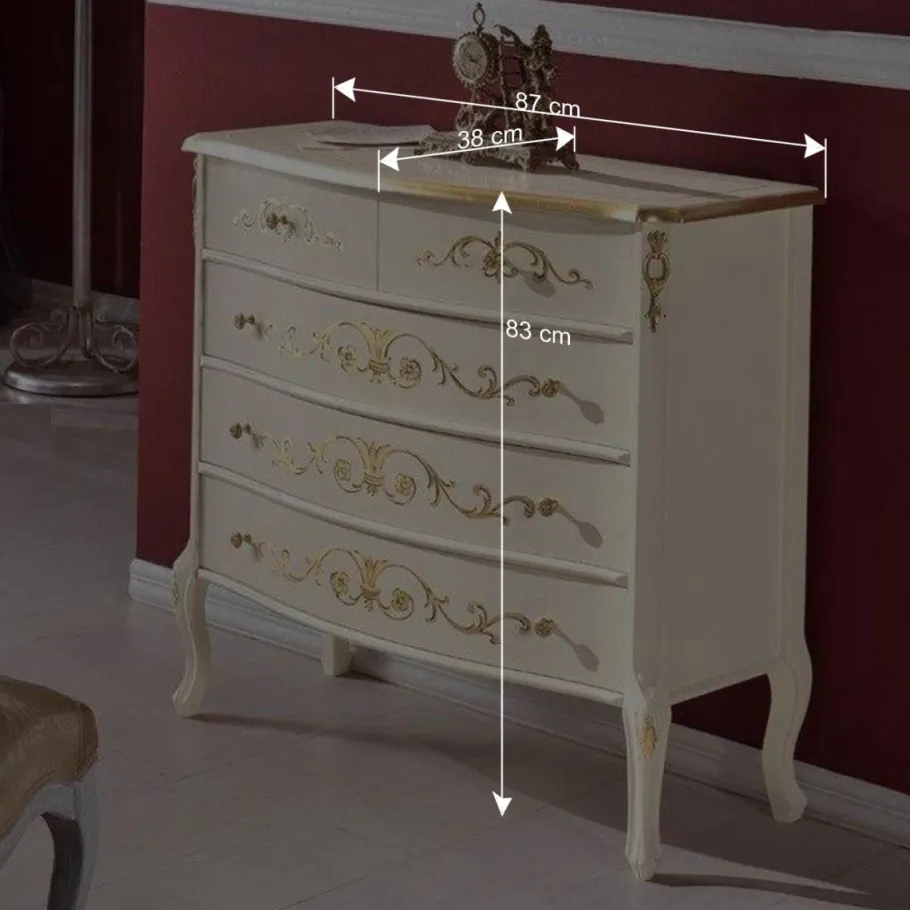Discount Wohnen Edle Barock-Kommode miz 87 cm Breite - Iviada