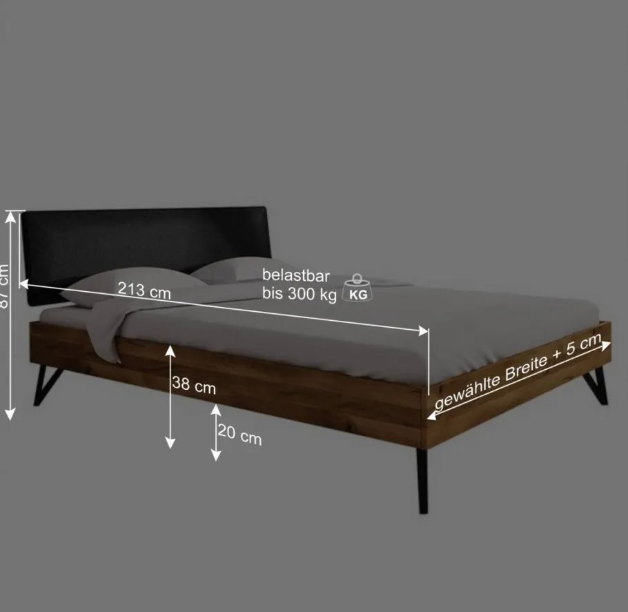 Online Wohnen Ehebett Designbett mit Wildeiche Rahmen - Mandirov
