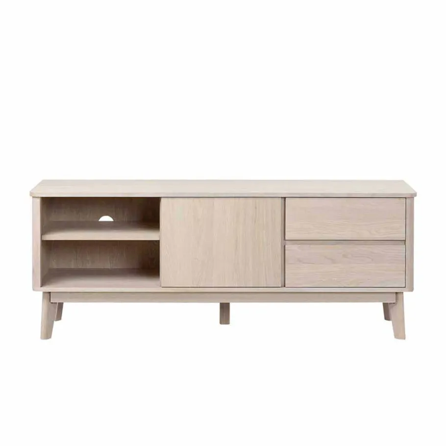 Clearance Wohnen Eiche Massivholz TV Schrank in White Wash - Navassa