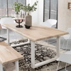 Sale Wohnen Eiche White Wash Tisch mit Baumkante - Tilveta
