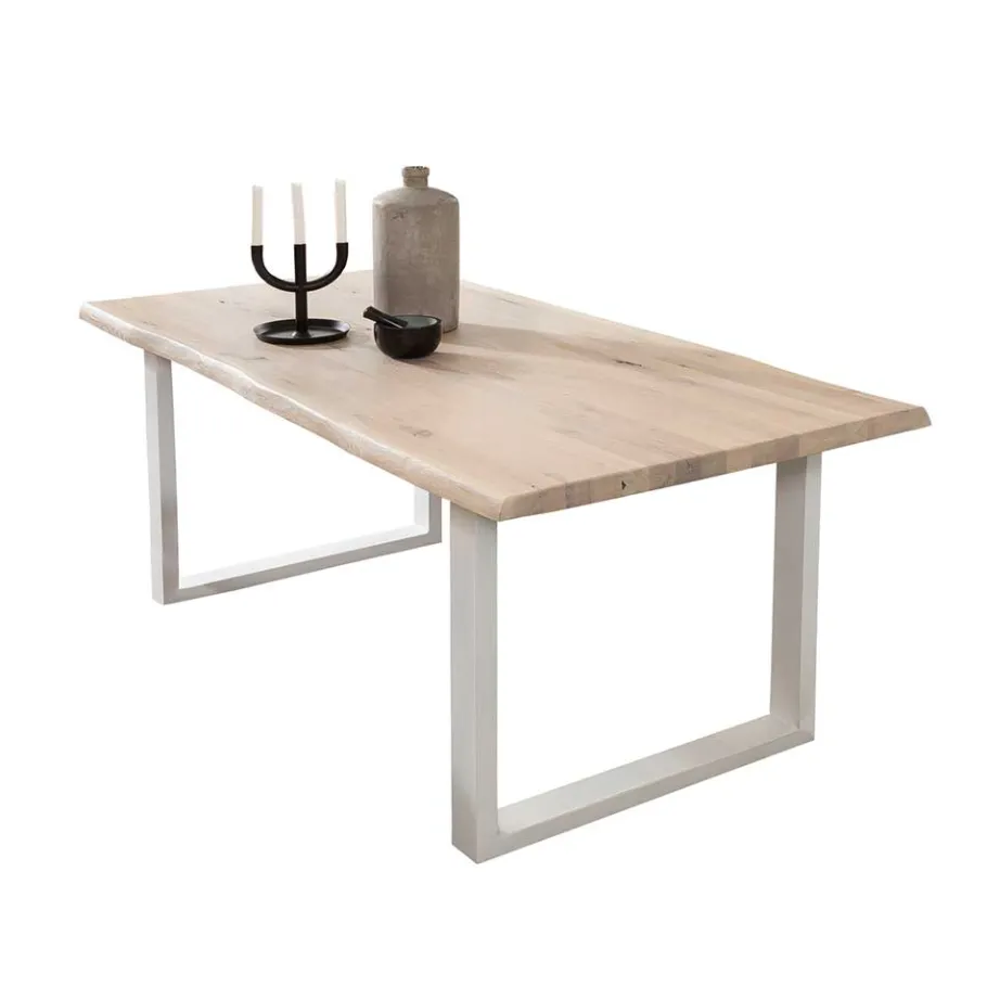 Sale Wohnen Eiche White Wash Tisch mit Baumkante - Tilveta