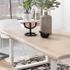 Sale Wohnen Eiche White Wash Tisch mit Baumkante - Tilveta