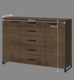 New Wohnen Einrichtung fürs Schlafzimmer Industrial - Bram (fünfteilig)