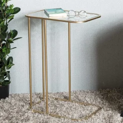 Online Wohnen Eleganter Anstelltisch mit klarer Glasplatte - Finnca