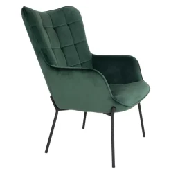 New Wohnen Eleganter Einzelsessel in Dunkelgrün Samt - Volcanu