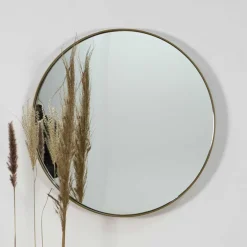 New Wohnen Eleganter Glasspiegel mit Metallrahmen Gold - Emzatina