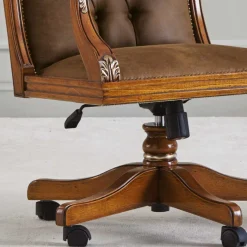Online Wohnen Eleganter Schreibtischsessel in Braun mit Silber - Zaisan
