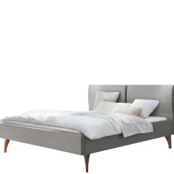 Clearance Wohnen Elegantes Polsterbett in Grau und Kernbuche - Silka