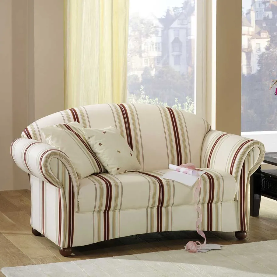 Best Wohnen Elegantes Sofa mit Streifen in Weiß Rot Beige - Senore