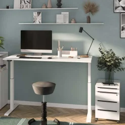 Outlet Wohnen Elektrisch höhenverstellbarer Schreibtisch in Weiß - Sparkle