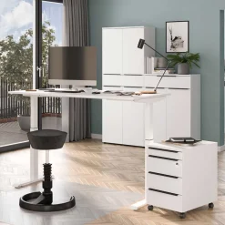 Outlet Wohnen Elektrisch höhenverstellbarer Schreibtisch in Weiß - Sparkle
