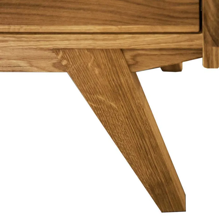 Outlet Wohnen 220er Designbett aus Wildeiche & Nachtkommoden - Hardus