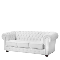 Discount Wohnen 3er Ledersofa im Chesterfield Look - Dossera
