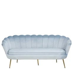 Best Wohnen 3er Samtsofa im Muscheldesign in Hellgrau - Montreal