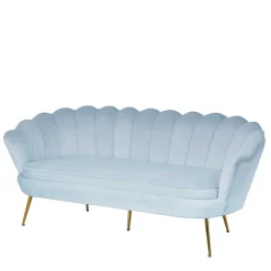 Best Wohnen 3er Samtsofa im Muscheldesign in Hellgrau - Montreal