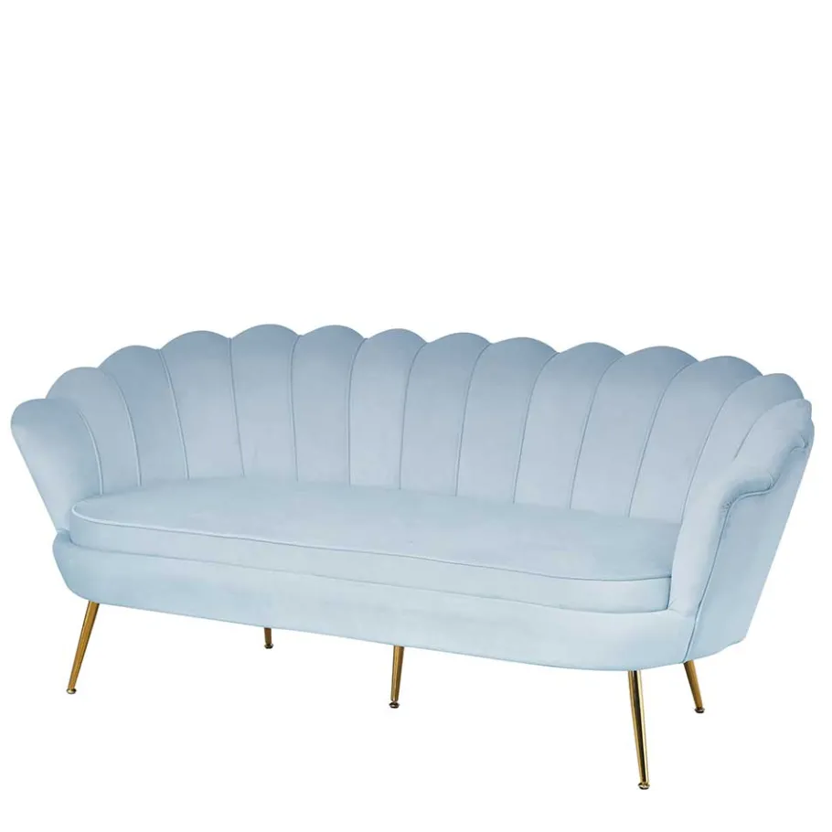 Best Wohnen 3er Samtsofa im Muscheldesign in Hellgrau - Montreal