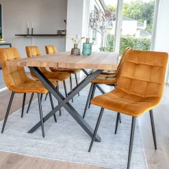 Outlet Wohnen Essgruppe mit gelben Stühlen - Valco (siebenteilig)