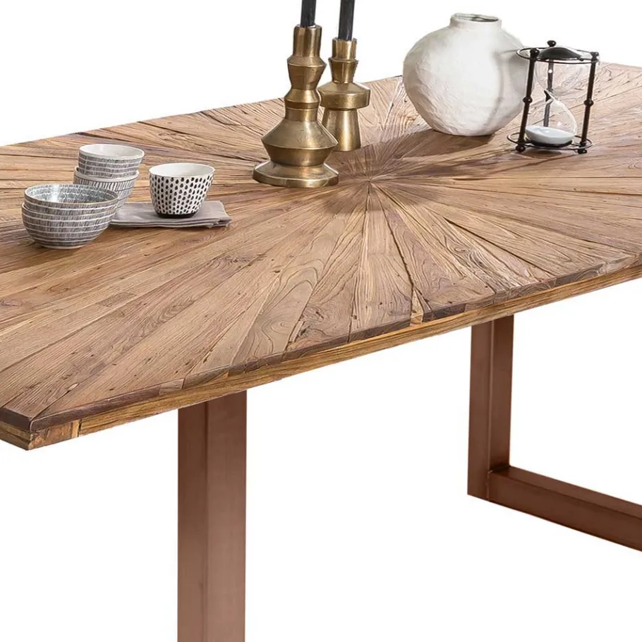 Wohnen Esstisch aus massivem Recyclingholz Teak - Detroit