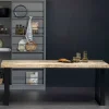 New Wohnen Esstisch mit Fischgrät Platte in White Wash Holz - Vensun