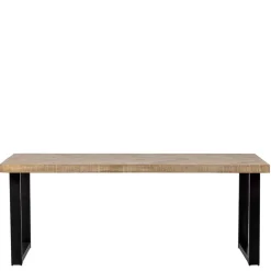 New Wohnen Esstisch mit Fischgrät Platte in White Wash Holz - Vensun